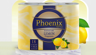 18, 45, or 90 Rolls Phoenix Quilted 3 Ply Lemon Fragranced Toilet Roll ...