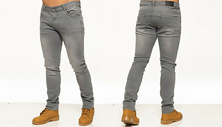 Men's Enzo Slim Fit Stretch Denim Jeans in Grey - 24 Sizes