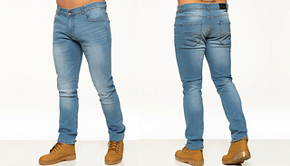 Men's Enzo Slim Fit Stretch Denim Jeans in New Blue - 22 Sizes