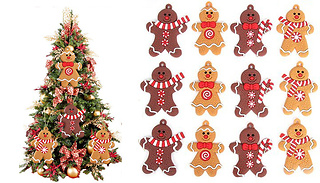 6 or 12-Pack of Gingerbread Man Christmas Tree Ornaments - 4 Options
