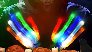 1 or 2 Pairs Adult's Halloween Flashing LED Skeleton Gloves - 7 Colour ...