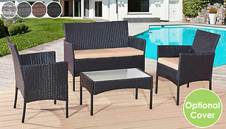 4-Piece Rattan Outdoor Furniture Set with Optional Cover - 4 Colours