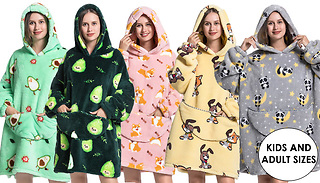 Fun Printed Wearable Hooded Blankets - 5 Colours & Family Sizes