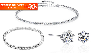 Swarovski Crystal 3-Piece Jewellery Set - Choker, Bracelet & Earrings