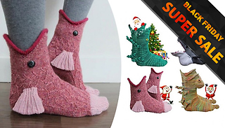 1, 2 or 4 Pairs of Novelty Animal Knitted Socks - 4 Designs