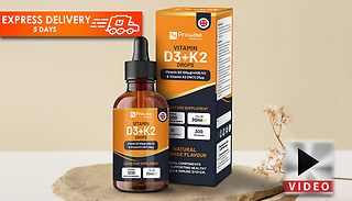 10-Month Supply of Vitamin D3 + K2 Orange Liquid Drops 30ml