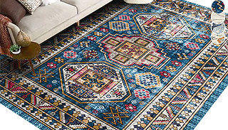 Retro Persian-Inspired Printed Rug - 4 Colours & 3 Sizes