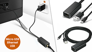 Ethernet USB & Micro USB Adapter - Compatible with Amazon & Chromecast