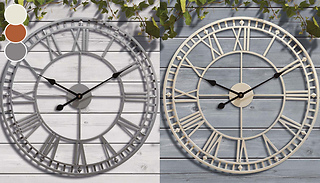 Roman Numeral Steel Garden Wall Clock - 3 Colours