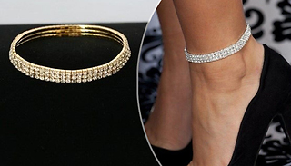 Rhinestone Crystal-Covered Anklet - 1 or 2