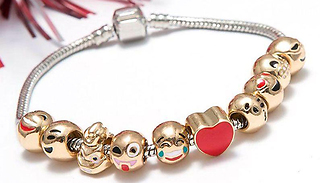 Gold Plated Emoji Bracelet - 3, 5 or 10 Beads