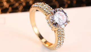 Solitaire Crystal Cluster Band Ring - 4 Sizes