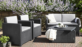 5-Piece Rattan Garden Furniture Chair & Storage Table Set