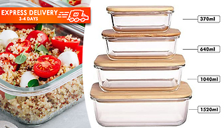 4-Piece Glass & Bamboo Lid Food Container Set