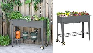 Outsunny Raised Flower Bed - with Wheels & Shelf!