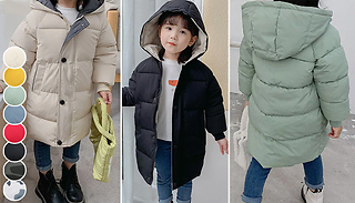 Kids Long Hooded Winter Parka Coat - 8 Colours & 6 Sizes