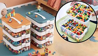 1 or 2-Pack of Toy Storage Boxes with Lid & Grids - 3 Sizes, 2 Colours
