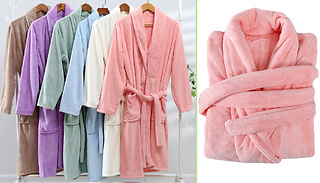 Soft Plush Fleece Bath Robe - 6 Colours