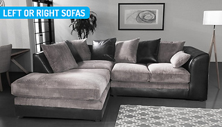Left or Right Grey & Black Cord Corner Sofa
