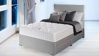 Suede Divan Bed With Memory Foam Mattress & Optional Storage - 6 Sizes