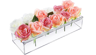 12-Inch Clear Acrylic Rectangle Flower Vase