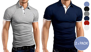 2-Pack Men's Classic Polo Shirts - 6 Colours & 5 Sizes