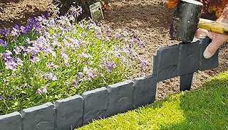 10, 20 or 40-Pack of Grey Cobbled Stone Effect Garden Edging