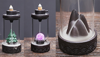 Flowing Incense Burner with Optional 60-Pack Cones - 3 Designs