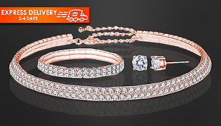 Rose Gold Double Row Tri-Set With Crystals From Swarovski