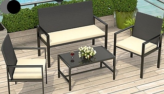 4-Seater Patio Set with Glass Coffee Table - 2 Colours