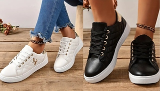 PU Leather Quilted Skater Sneakers - 2 Colours & 5 Sizes!