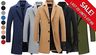 Men's Lapel Smart Trench Coat - 9 Colours & 6 Sizes