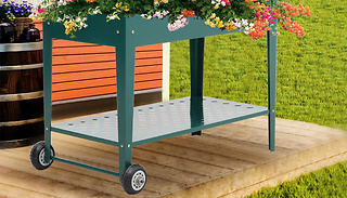 Mobile Raised Garden Bed with Shelf