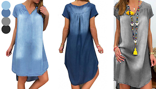 Casual Loose Summer Denim Dress - 5 Colours & 4 Sizes