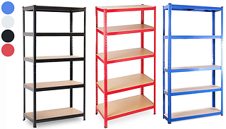 1 or 2 Heavy Duty 5-Tier Fortified Metal Shelving Units - 4 Colours