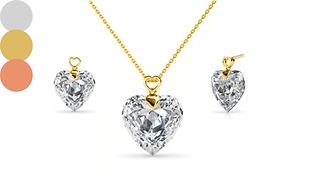 Cubic Zirconia Heart Pendant & Earrings Set - 1, 2 or 3-Pack