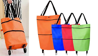 2-in-1 Foldable Adjustable Shopping Bag Cart - 4 Colours