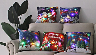1 or 2 LED Light-Up Christmas Cushion Covers - 12 Designs