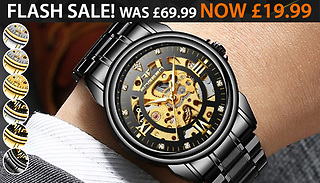 Men's Hand Assembled Stainless Steel Skeleton Watch - 9 Designs