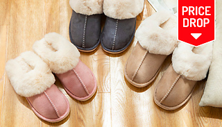 Rubber-Sole Plush Lined Slippers - 3 Colours & 3 Sizes