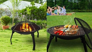 Round Fire Pit with BBQ Grill!