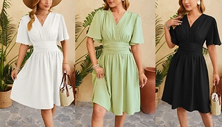 V-Neck Wrap-Style Summer Dress - 4 Colours, 5 Sizes