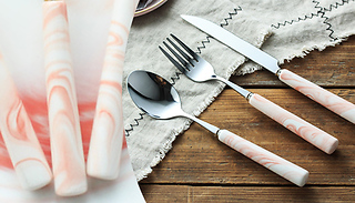 Pink Marble Effect Cutlery Set - Set of 3, 6 or 12