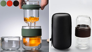 4-Piece Portable Glass Tea Set with Case - 3 Colours
