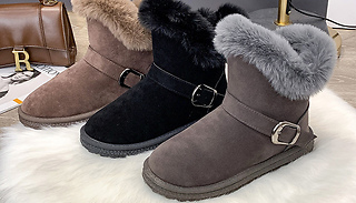 Plush Lined Snow Boots with Buckle Detail - 5 Sizes & 3 Colours