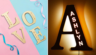 1 or 2 Personalised Wooden Letter Night Lights
