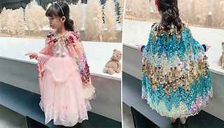 Kid's Sequined Tulle Dress Up Princess Cape - 2 Colours