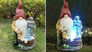 Garden Gnome & Dog Solar Light-Up Ornament