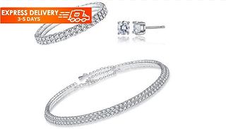 Double Row Tri-Set With Crystals From Swarovski - Silver or Rose Gold