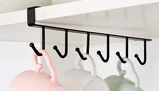 6 Hook Metal Under Shelf Mug Organiser